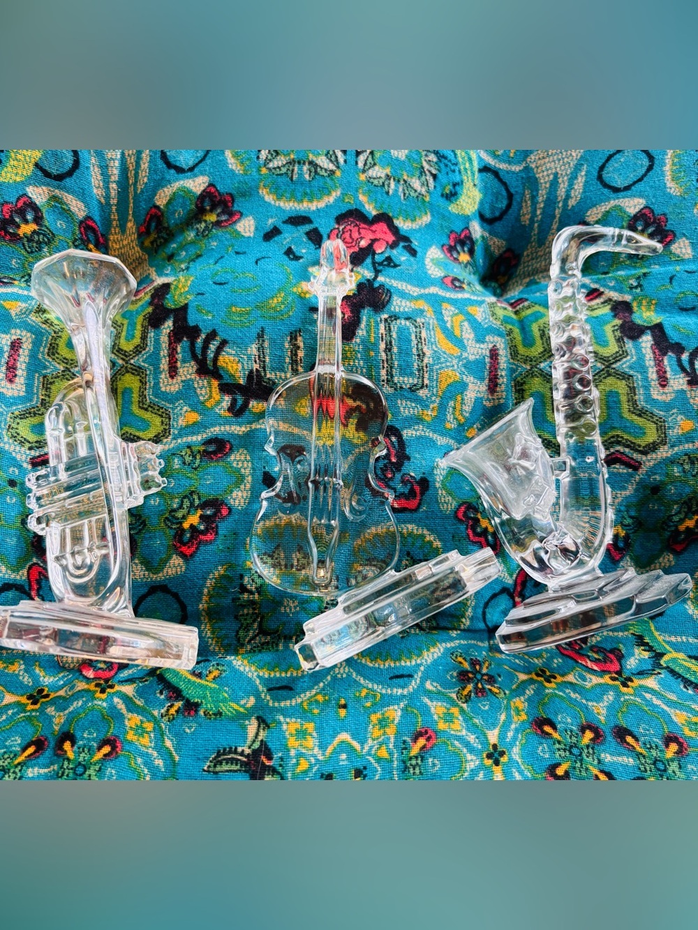 Vintage musical set violin, saxophone, and trumpet